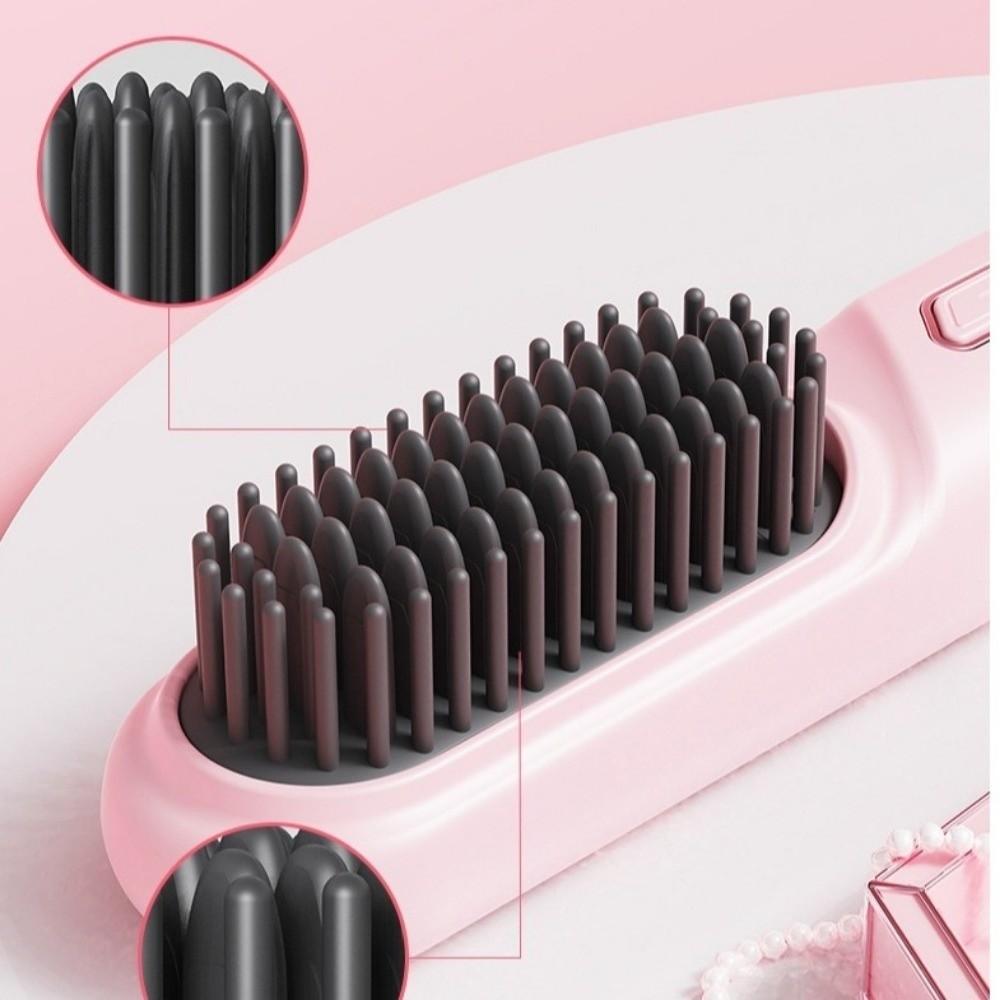 USB Rechargeable Wireless Hair Straighteners Electric Straightening Comb  Home Use