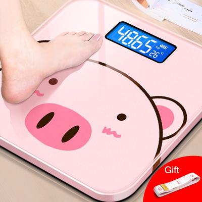 Cartoon Pig Bathroom Body Scales Lcd Display Body Weighing Digital Scales Toughened Glass Floor Electronic Smart Weight Scales