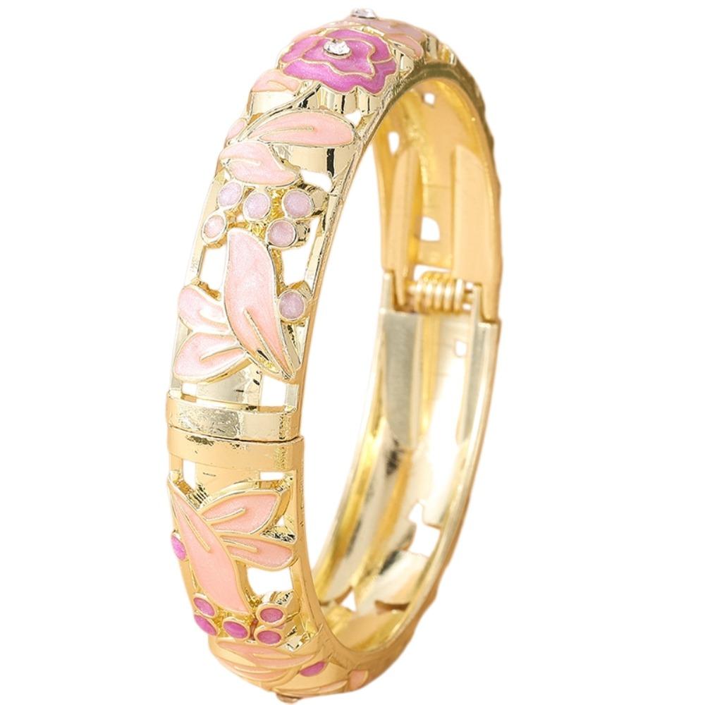 Colorful Flower Crystal Bangle Enamel Floral Women s Hand Bracelet Vintage Cloisonne Bangle Girls фиолетовый