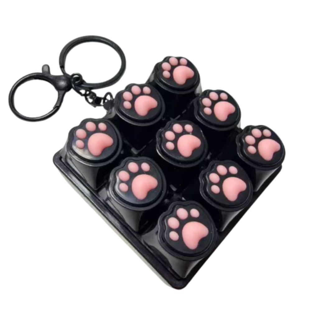 9 Keyboard Decompression Keyring Funny Stress Relief Pendant Relaxing Cat Paw Keychain  Anti Stress чёрный