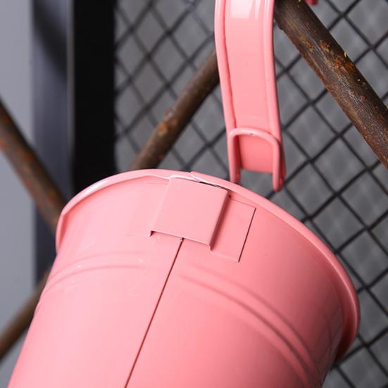 Space-saving Flower Bucket with Hook Iron Detachable Hanging Plant Holder for Railing