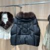 Womens Short Down Coat With Real Fox Fur Collar Warm Thickened Duck Jacket Loose Fit Winter Outerwear