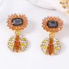 Fashion Metal Rhinestone Ladybug Dangle Earrings ZAA New Women's Exaggerated Simple Earrings Daily Zircon Accessories