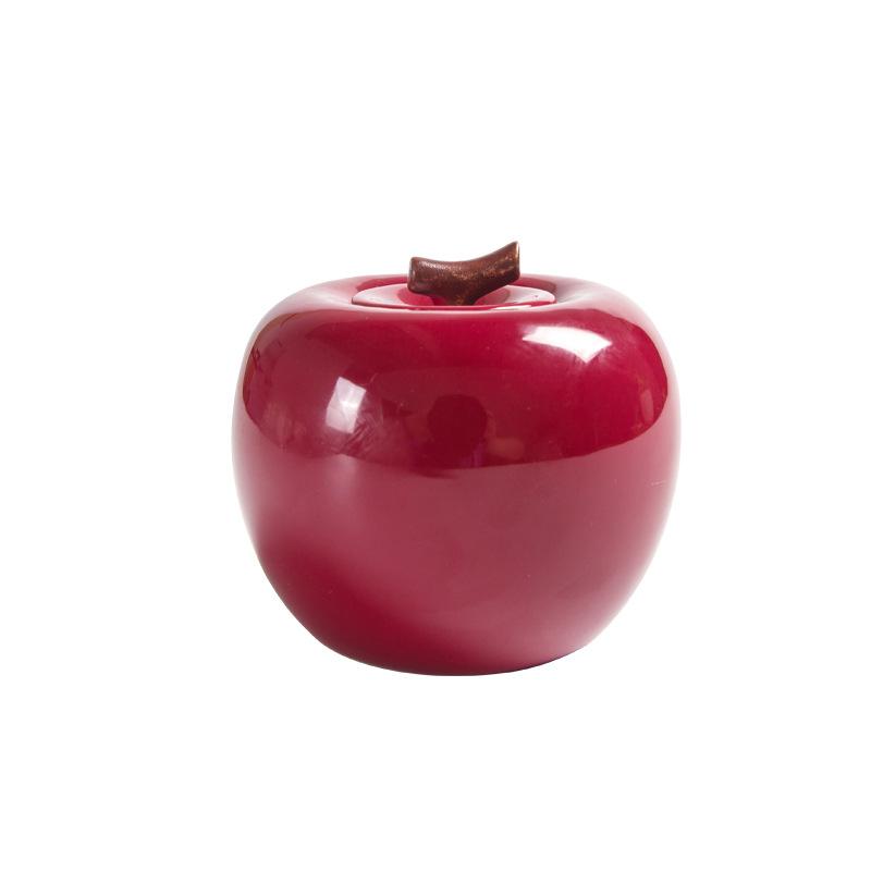 Creative Ceramic Apple Sealed Tea Cans Wedding Candy Gift Box Christmas Storage Jar Decoration Crafts Porcelain Home Decoration