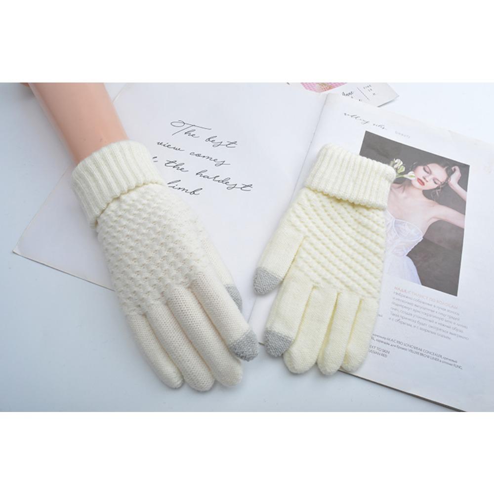 Korean Version of Male Touch Screen Gloves Winter Female Ins Cute Warm and Velvet Winter Student Riding Wool Five Fingers
