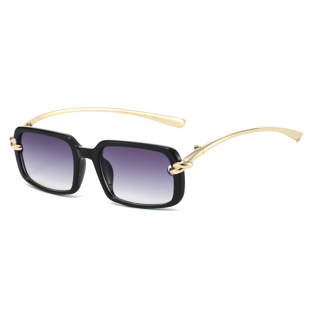 

Square Sunglasses with Rope Knot Design Metal Temples Vintage Fashion Sun Glasses for Women UV400 Protection Outdoor Driving as pictures
