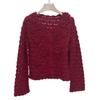 Angola Red Rose 3D Lace Crochet Knit Cardigan - Retro Stylish Loose Sweater Coat (Spring 2026 Edition)