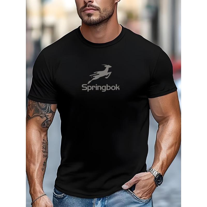 European Size Men'S Casual Sports T-Shirt, Print Graphic Tee, Short-Sleeve Round Neck Shirt, Summer Outdoor Men'S Clothing, Breathable Mesh T-Shirt