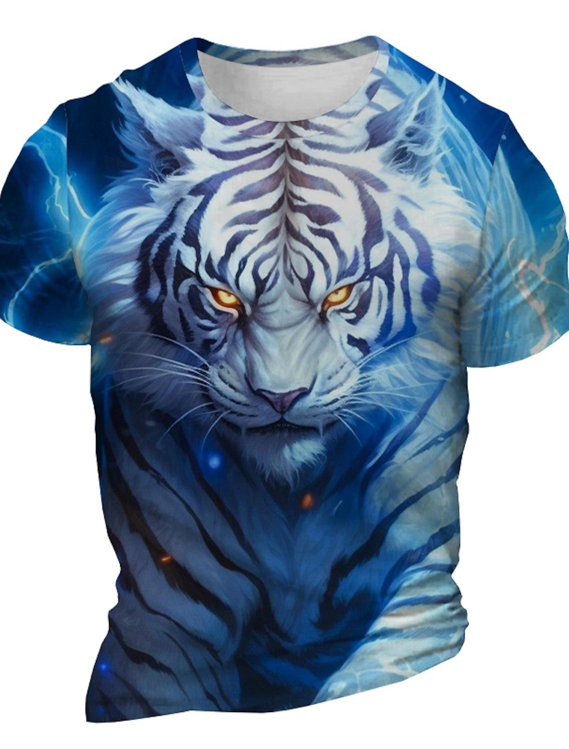 Мужская футболка с графикой тигра и 3D принтом дракона — фото 3