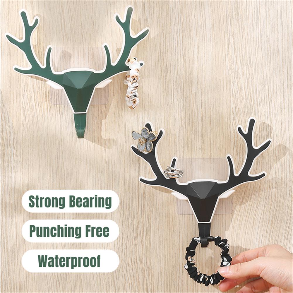 Schwarz Hirsch Horn Wand Hängen Haken 3D Elch Kopf Anhänger Rack-Home Wand Dekor