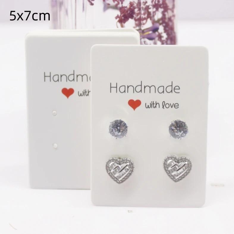 50pcs White/kraft Paper HANDMADE Series Multi Size Cards, Earrings, Necklaces, Jewelry Cards