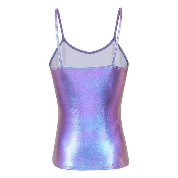 Ärmelloses Tanktop aus Lackleder für Damen mit Spaghettiträgern, ärmellos ... Tanktop aus Lackleder, Tanktop, Weste