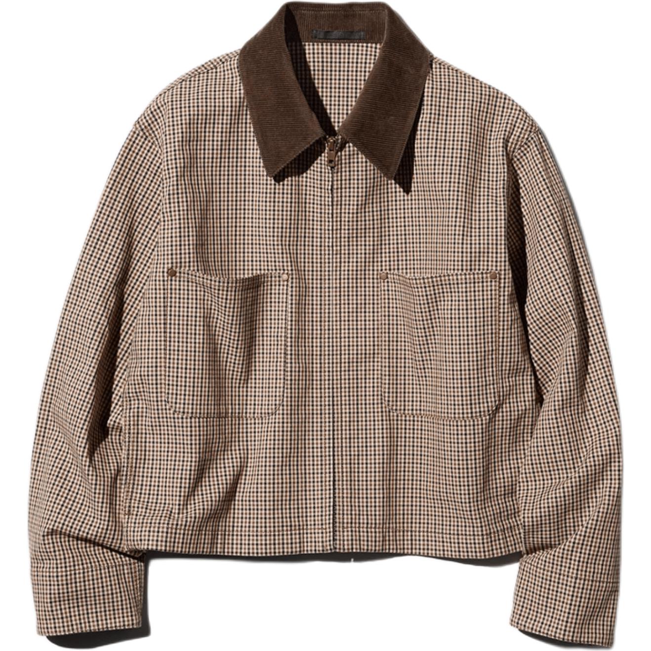 UNIQLO Velveta apkakle Rūtaina ar rāvējslēdzēju