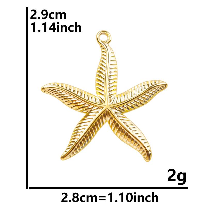 6pcs Real Gold Plated Ocean Animal Turtle Shell Conch Starfish Diy Charms For Jewelry Making Bulk Stainless Steel Charm Pendant
