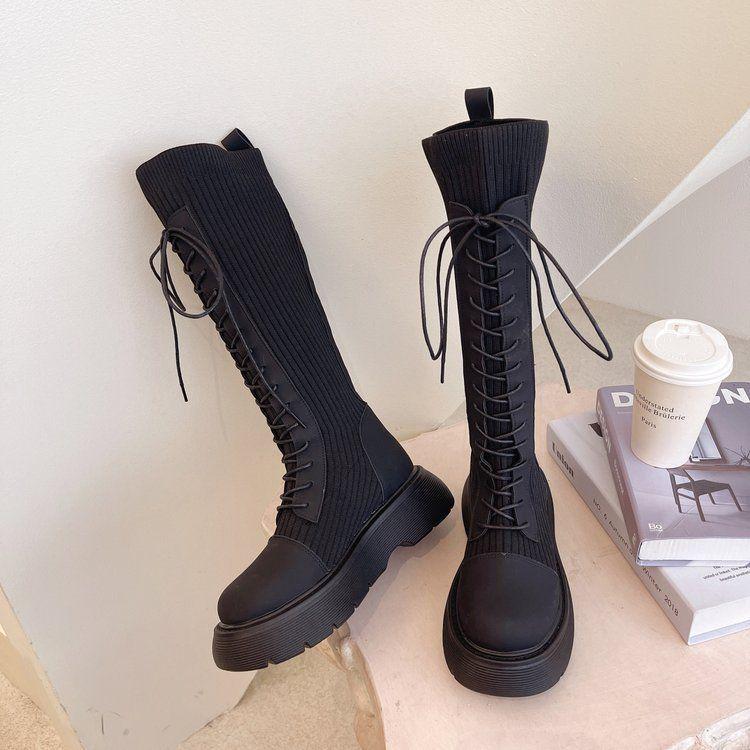 

Женские ботфорты на толстой подошве в британском стиле - Модный тренд Осень/Зима 2025. 40 чёрный