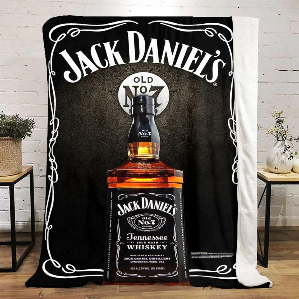 Jack Daniel's Koc Pluszowy Miękki Wygodny na Wszystkie Pory Roku Koc na Sofę Biuro Drzemki Koc Podróżny Zewnętrzny Idealny Prezent