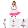 Elegant Super Mario Pink Princess Peach Costume Dress With Crown And Gloves Set