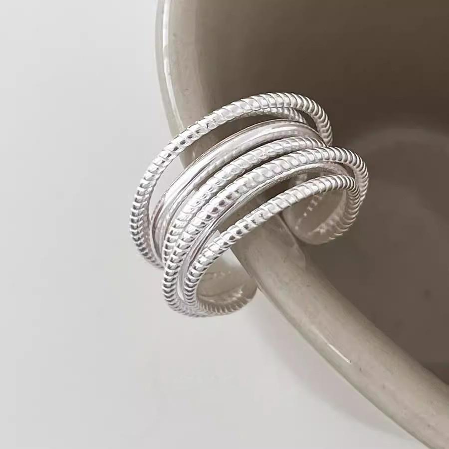 Trendy Korean Minimalist Multi-layered Ring For Women Elegant Copper Fashion Jewelry