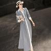 Lanser Elegant Commuter Striped Shirt Dress