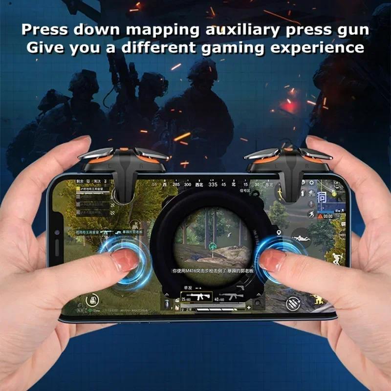 JS68 4 Finger Mobile Phone Game Controller Joystick L1R1 Fire Shooting Key Button Trigger for IPhone Android Esports Accessories 5