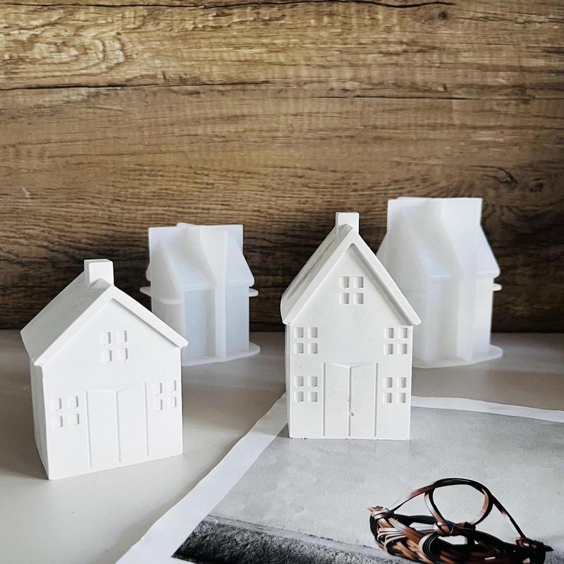 Christmas Silicone House Molds 3D House Shape Candle Mould Christmas Silicone Molds Reusable Resin Molds Non-Stick Plaster Soap