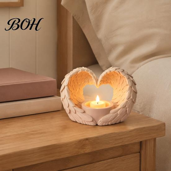 Creative Holiday Gift Ideas Angel Wings Tealight Candle Holder, Prayer Holder Memorial Gifts Housewarming for New Home Decor, Elegant Tabletop