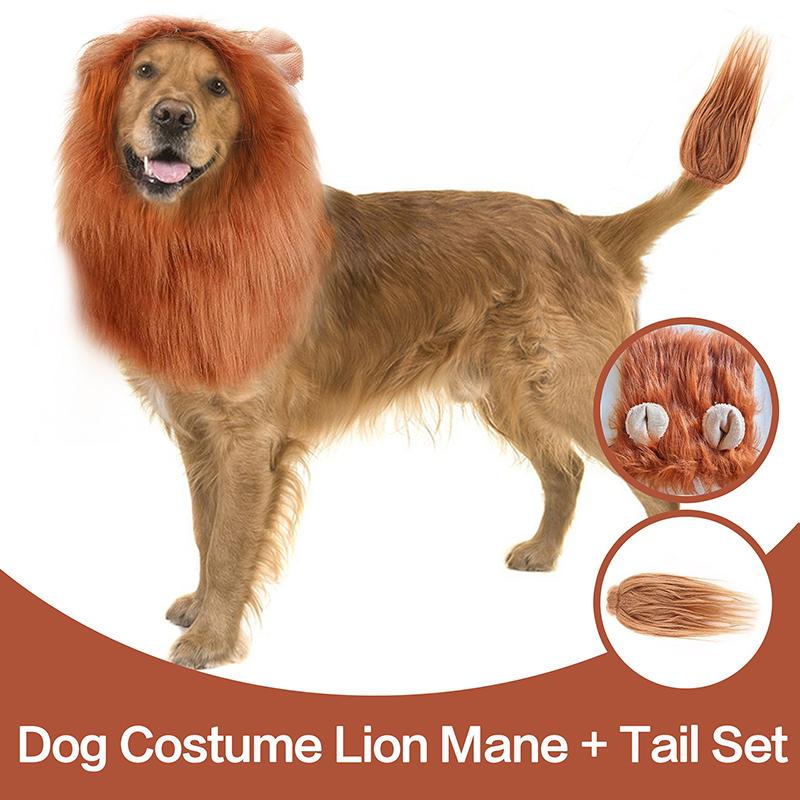 

Cute Pet Dog Cosplay Clothes Lion Mane For Dog Costumes Realistic Lion Wig For Medium To Large Dogs With Ear Pet Accessories