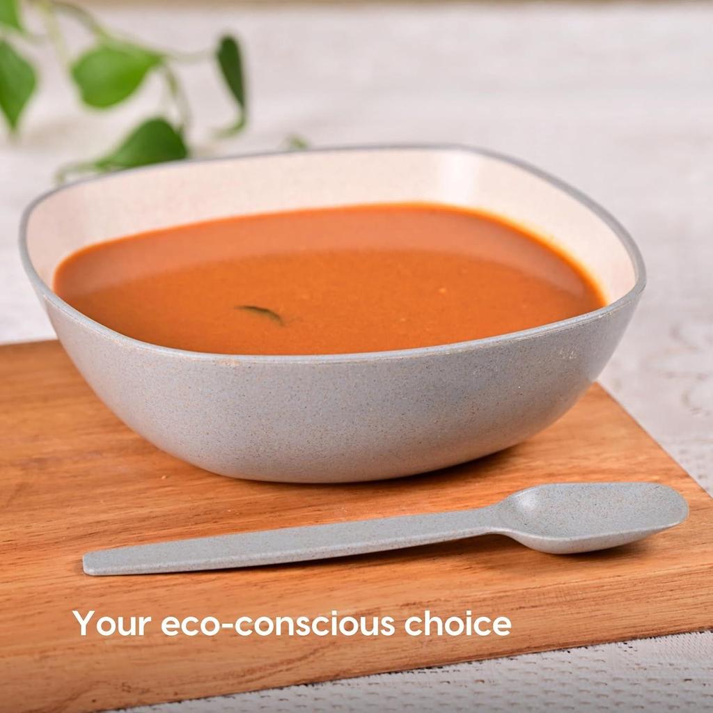 Set of 4 Earth-Friendly Multipurpose Bowls for Kitchen | 600 Ml | Made with Bamboo Fibers & Rice Husk | Microwave Safe Bowl