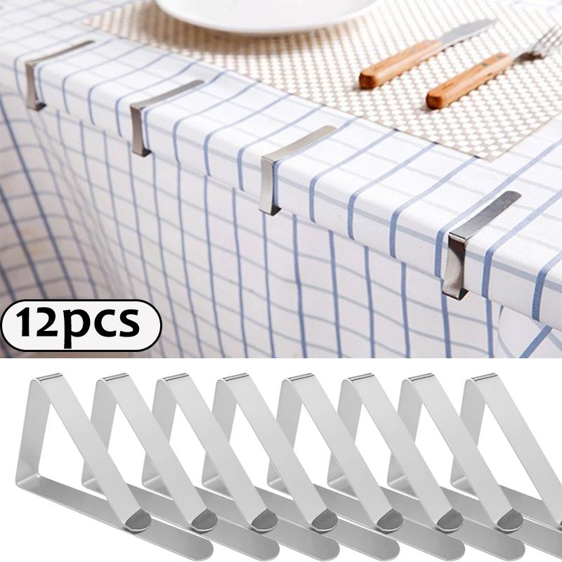 Stainless Steel Anti-Slip Tablecloth Clamps Non-slip Securing Holder Wedding Camping Promenade Table Cloth Cover Fixed Clips