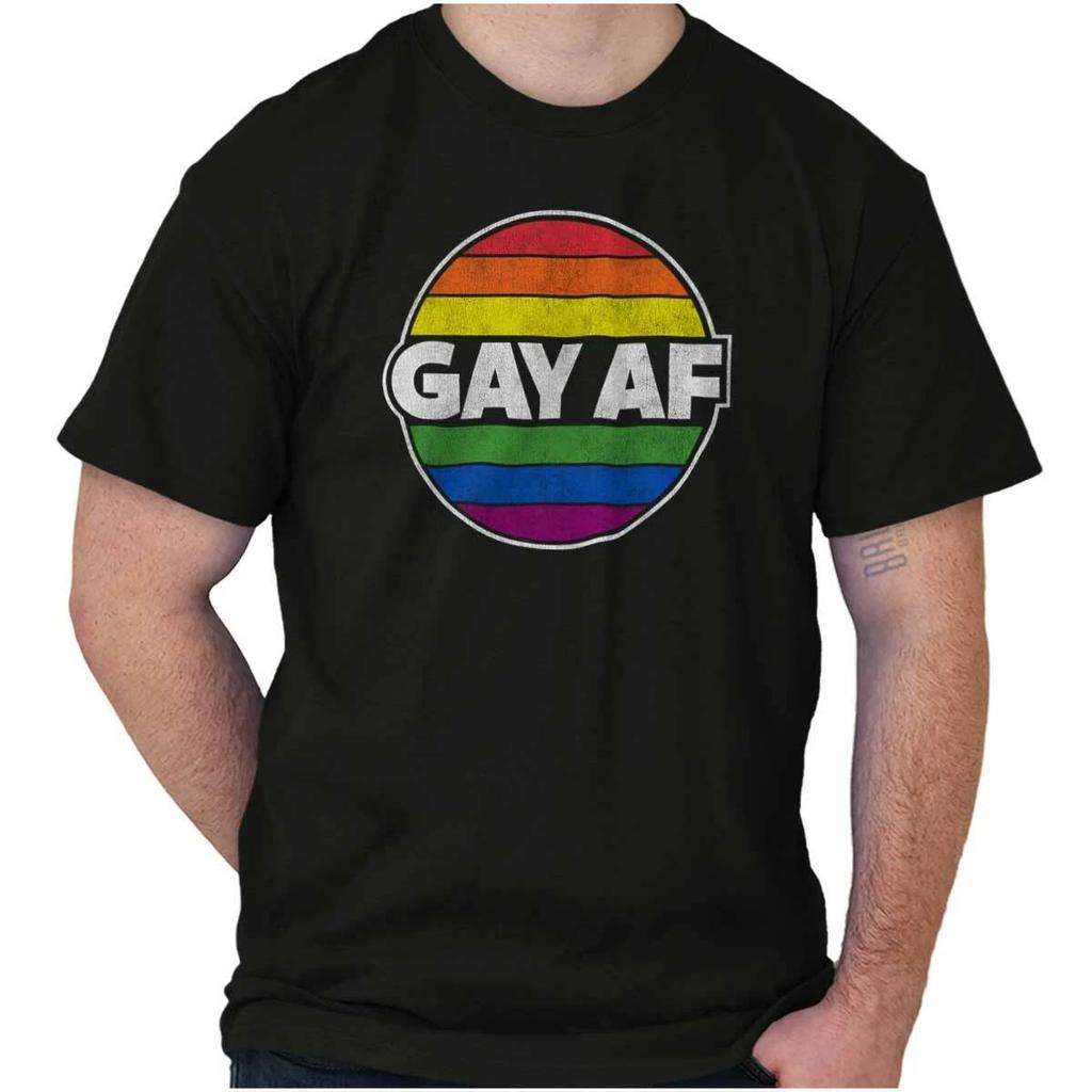 Funny Gay AF LGBT Joke Pride Rainbow Humor Womens or Mens Crewneck T Shirt Tee