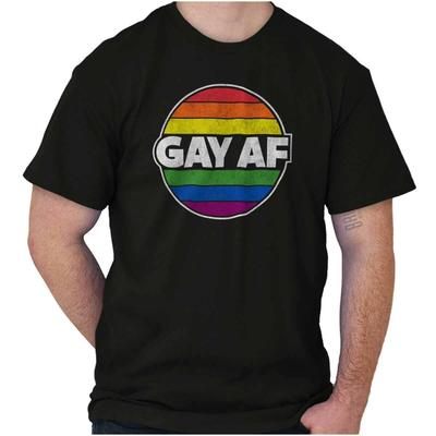 Funny Gay AF LGBT Joke Pride Rainbow Humor Womens or Mens Crewneck T Shirt Tee