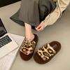 Internet Celebrity Mao Mao Slippers Women Wear 2025 New Autumn and Winter Thick Bottom Home Cotton Slippers Leopard Print Retro Versatile Word