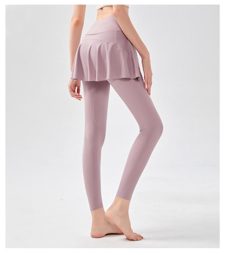 Women's High-Waist Yoga Skirt Pants - Hip-Lifting, Slimming Fitness Trousers with Skirt Hem for Running and Sports