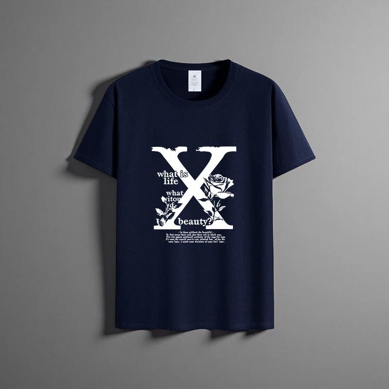 Sommer neues Unisex vielseitiges reines Baumwoll-T-Shirt modisches lässiges Rundhals-Oberteil atmungsaktive lockere Passform Print Kurzarmhemd
