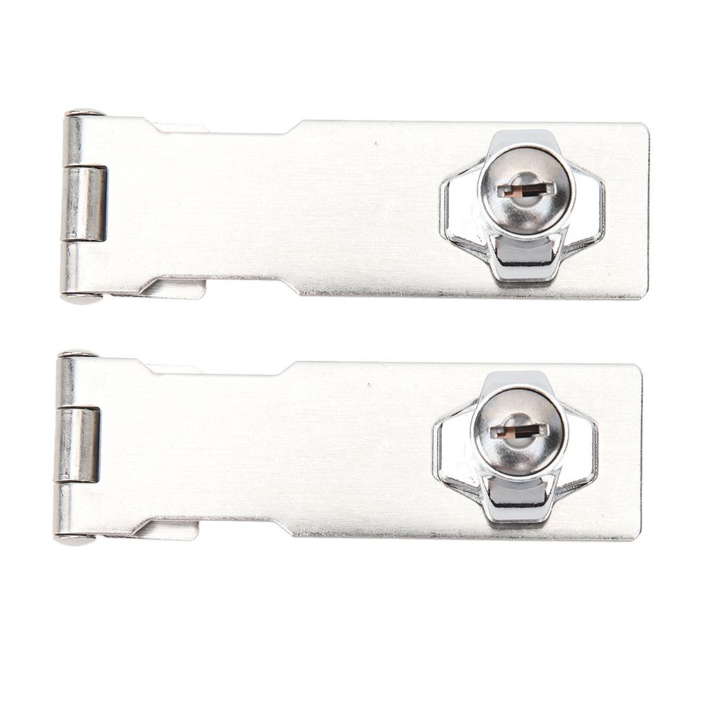 2PCS Keyed Hasp Locks 201 Stainless Steel Zinc Alloy Twist Knob Catch Latch Safety Lock for Cabinets Doors Silver