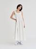 Lepieo Cotton Shirring Layered Dress (White)