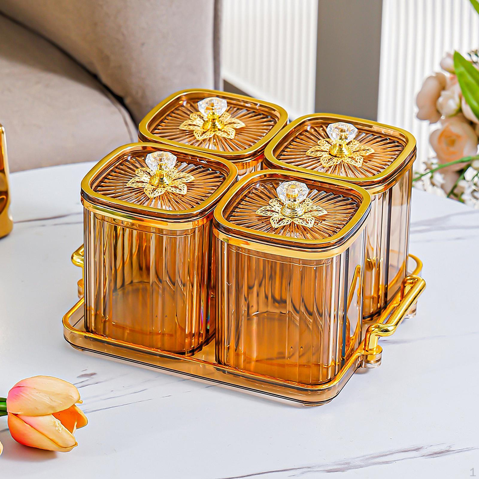 

Сухофрукты закуска контейнер для специй с подносом контейнер для приправ для свадьбы amber 4 grid