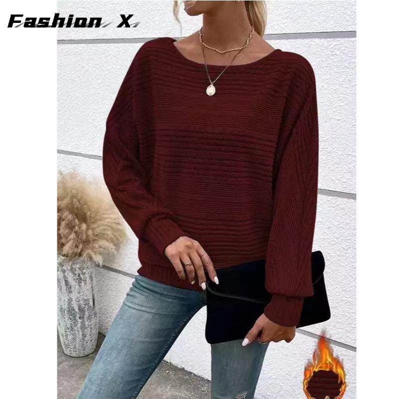 Kadın Günlük Yarasa Kollu Kazak Bol Kesim ve Rahat Üstler