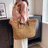 Luxury Design Straw Woven Tote Bags for Women Large Capacity Shoulder Beach Bag Pure Color Summer New Big Shopping Handbag