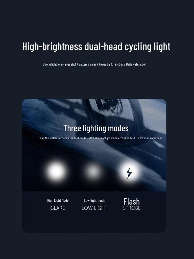 2024 USB Rechargeable High-Brightness Mountain Bike Headlight for Night Riding