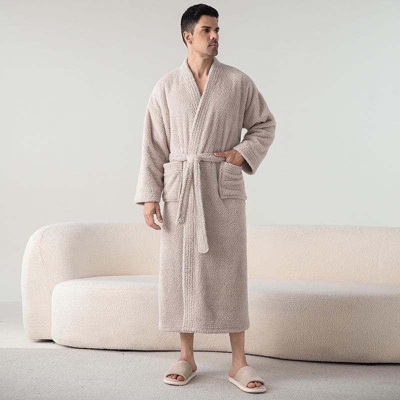 Unisex Jacquardfleece Badrock - Lång, Förtjockad, Plus Size Pyjamas för Höst & Vinter.