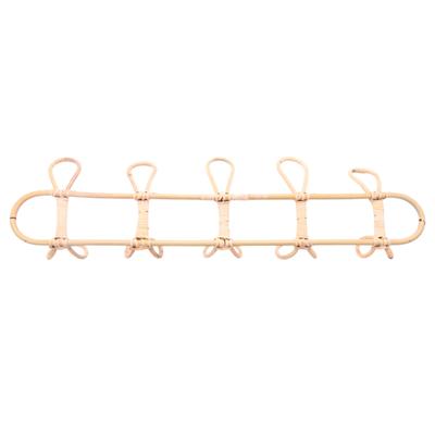 Rattan Wandhaken 5 Haken Kinderbekleidung Organizer Rack Kleidung Hut Hängehaken Rattan Kleiderbügel Kinderzimmer Dekor Kleiderbügel