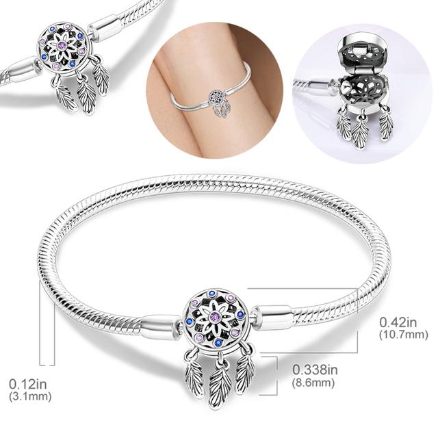 New 925 Sterling Silver Sparkling Fatima Hamsa Hand Snake Basic Chain Bracelet Fit Original Charm Beads Diy Women Design Jewelry