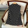Damen Plus Size Ärmelloses Tanktop Polka Dot Print Rundhals Krawatte vorne Sommerurlaub