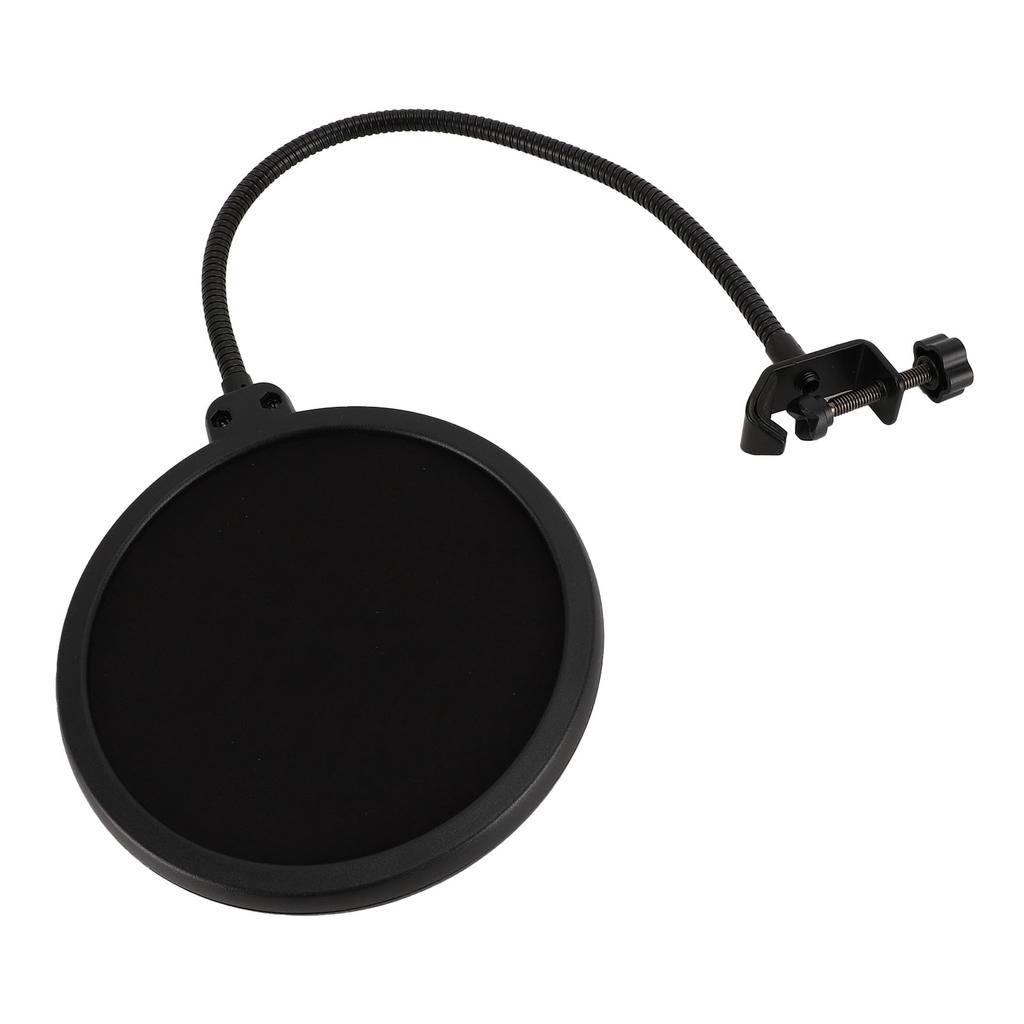 Microphone Pop Filter 360 Degree Adjustable Versatile Sturdy Dual Layered Wind Pop Screen Shield with Gooseneck Stand