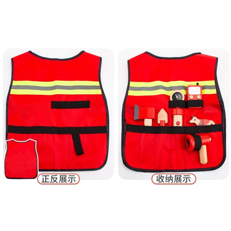 Children's Play House Firefighter Role-playing Toy Set Wooden Simulation Kindergarten Fire Fighting Fire Truck