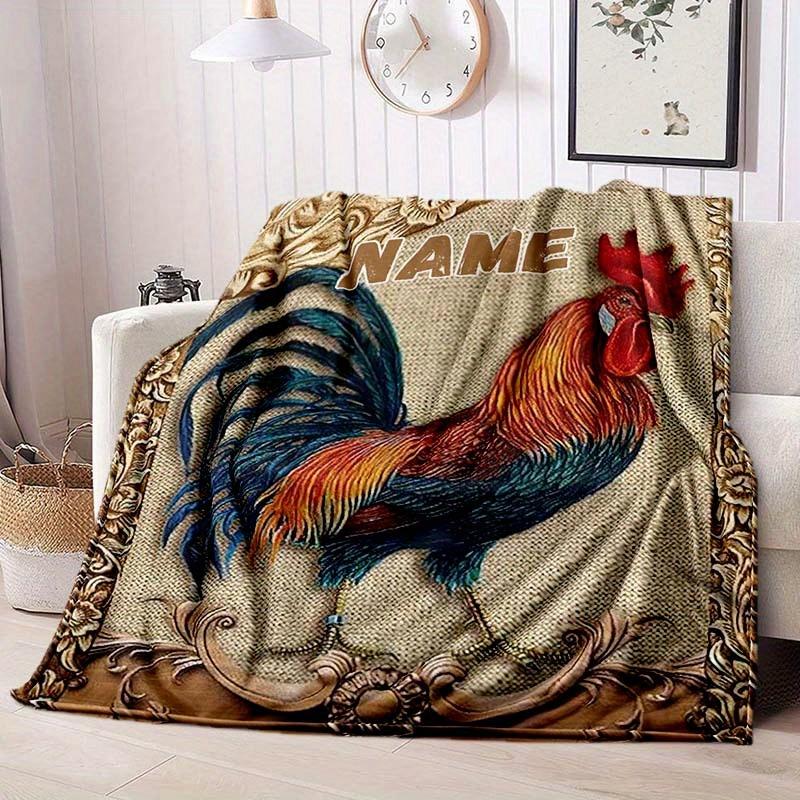 A Rooster Customize Your Name Blanket Warm Comfortable And Soft Blankets Are Suitable For Home Lunch Break Blanket Office Sofa Sofa Gift To Relatives