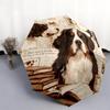 0106 Newspaper-Print Dog  Pattern, Automatic Folding Umbrella, Portable and Foldable Design, 8 Ribs, a Christmas or Birthday Gift.