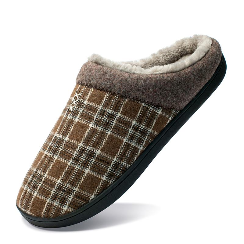 Men Slippers Black New Winter Suede Slippers Warm Indoor Slipper Waterproof Home House Shoes Men Warm Velvet Fur Knitting Shoes