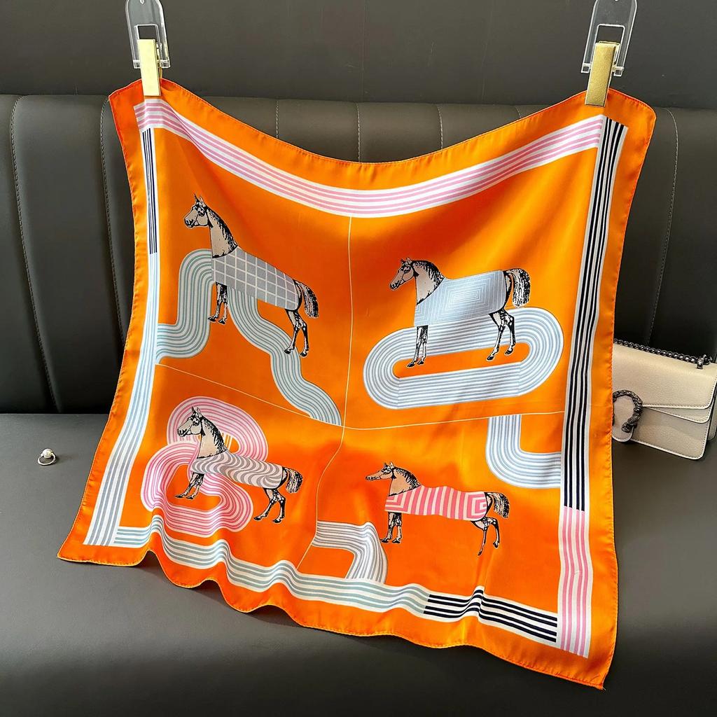 New Fashion Luxury Silk Scarf Bandana Women Hair Bands Square Scarves Neck Tie Bag Scarfs Satin Lady Wrap Headband